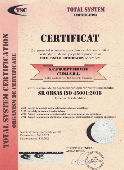 Certificat ISO 45001