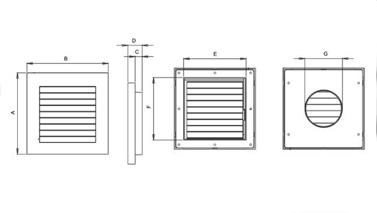Dimensiuni grila ventilatie Dospel IMPERIO 100 /B
