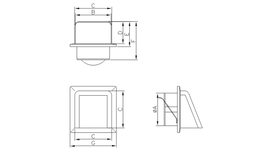 Dimensiuni grila ventilatie Dospel KRD 100