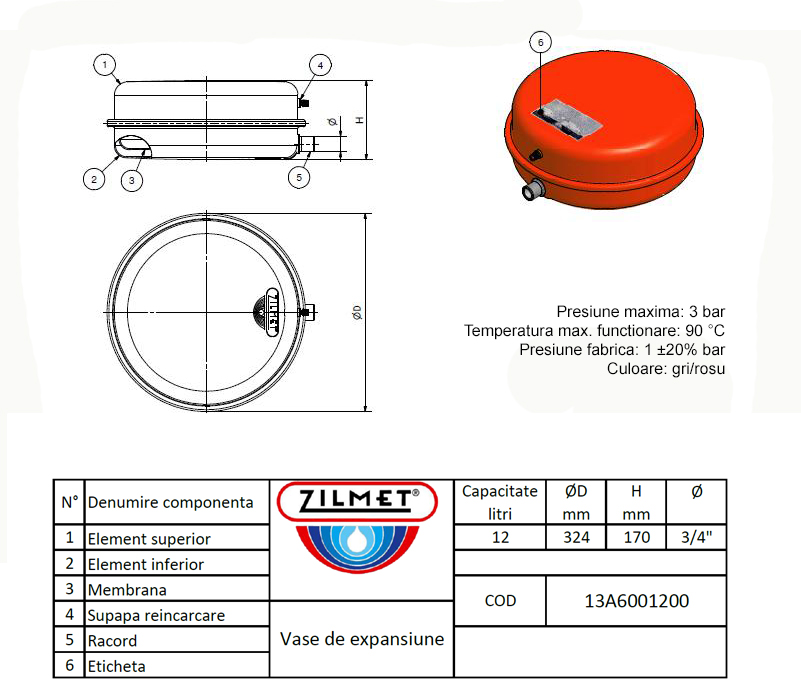 Dimensiuni Zilmet 13A6001200