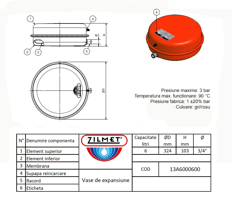 Dimensiuni Zilmet 13A6000600