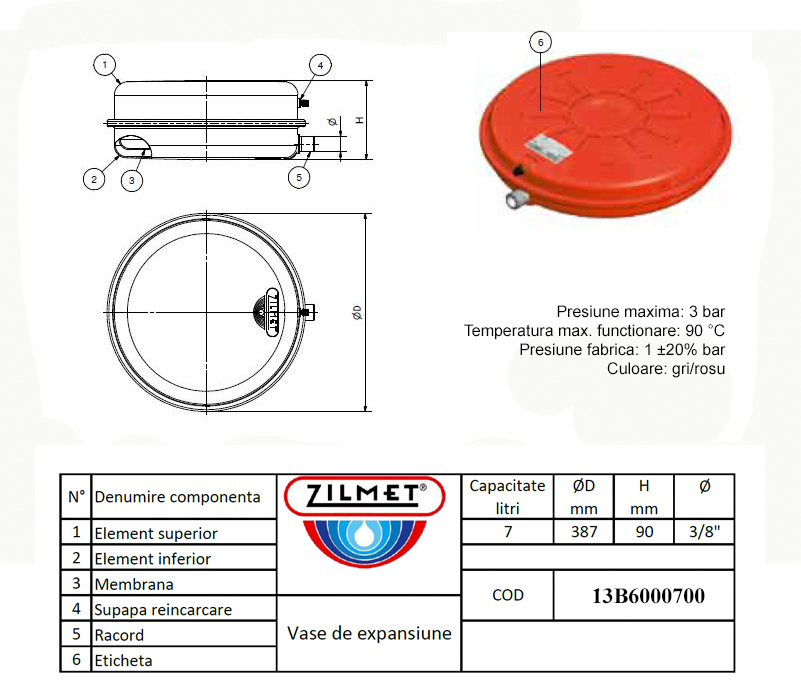 Dimensiuni Zilmet 13B6000700