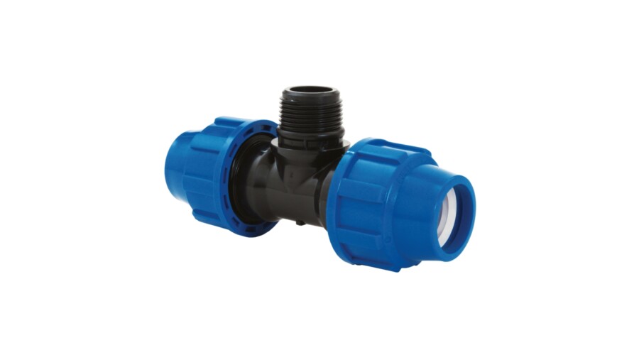 Teu compresiune PeHD 20x1/2x20 FE, filet exterior Poliext - Prompt Service