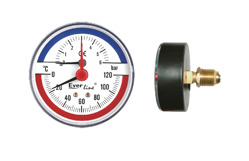 Termomanometru 6 bar, Everline, orizontal - Prompt Service
