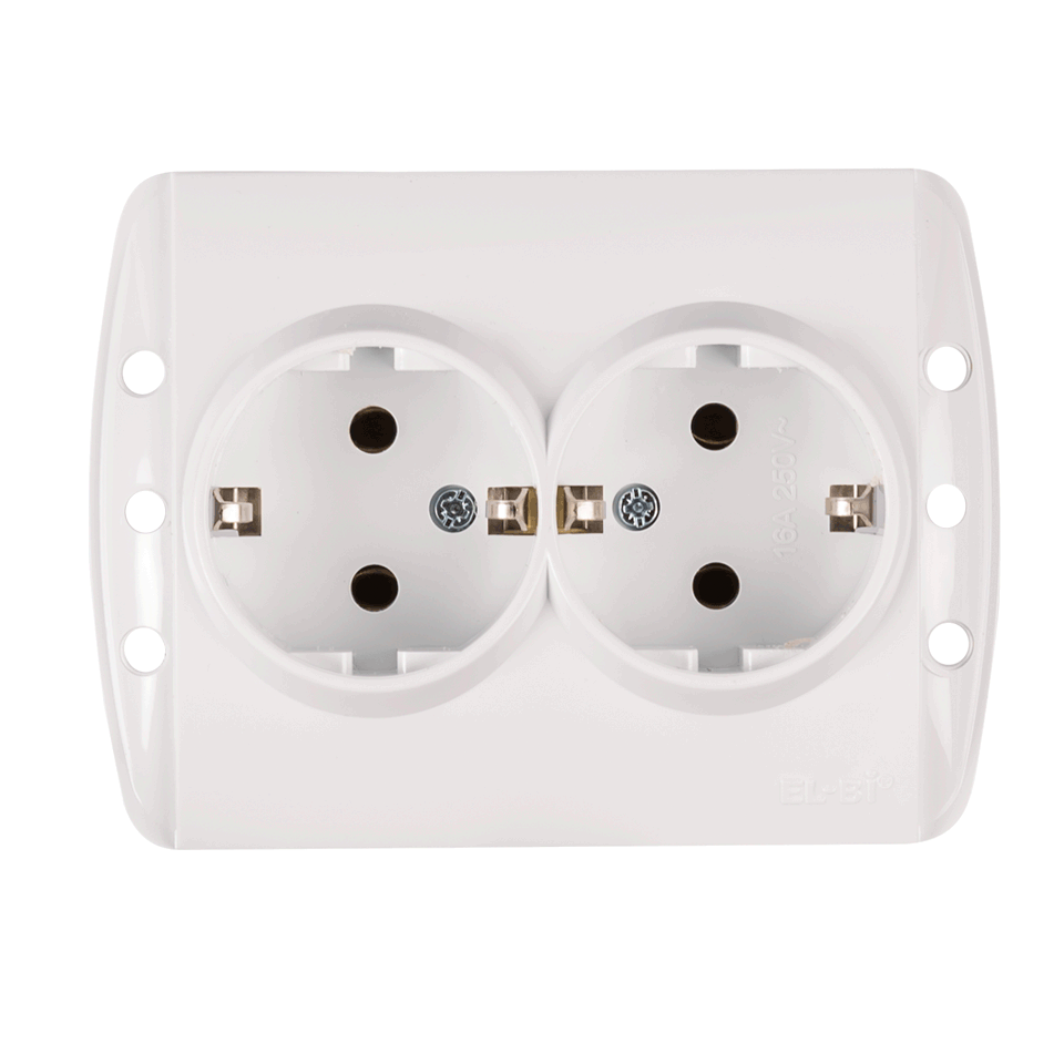 Priza dubla CP ST Elbi Zirve 16A, fara ornamente, IP 20, montaj incastrat, EL0000066, alb - Prompt Service