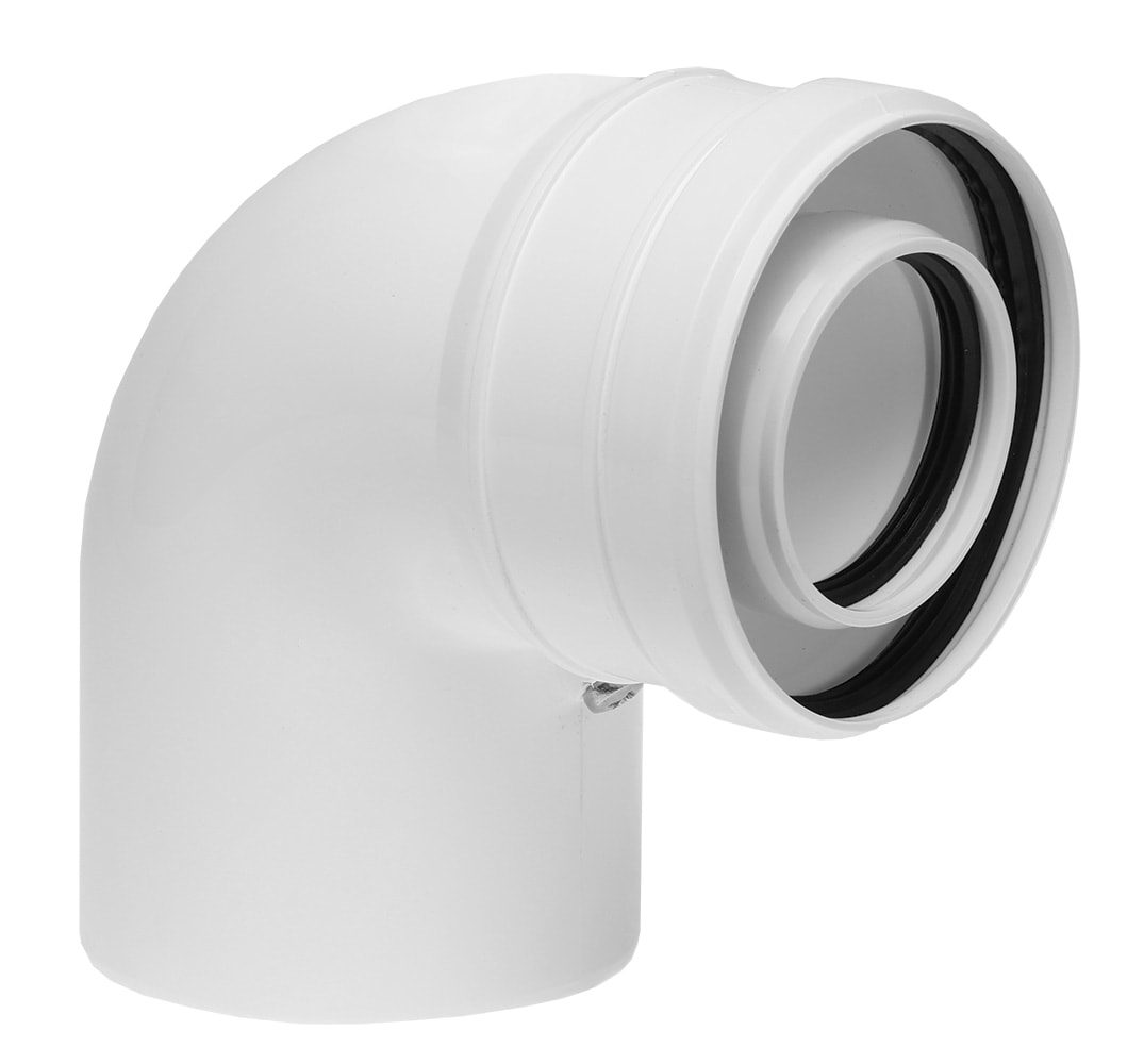 Cot prelungire centrala termica condensare ATI 90 grade, PP/PP, diametru 60 / 100, WBPP61090 - Prompt Service