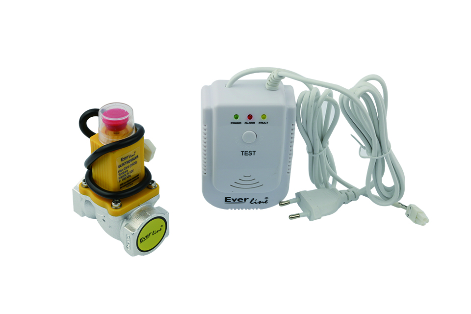 Detector de gaz natural cu electrovalva Everline ELG-QDG/E34, racord 3/4 - Prompt Service