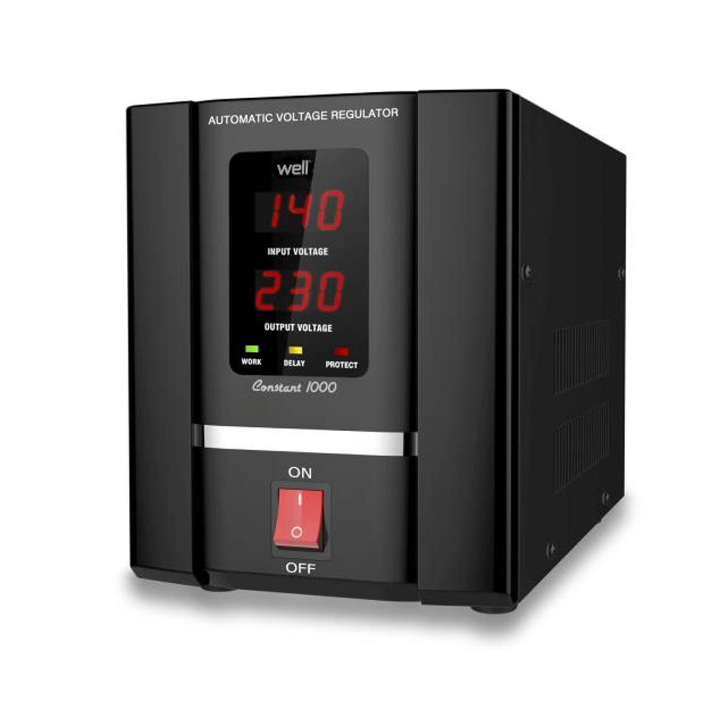 Stabilizator automat de tensiune cu servomotor Well 1000VA, AVR-SRV-CONSTANT1000-WL, Protectie la Tensiune - Prompt Service