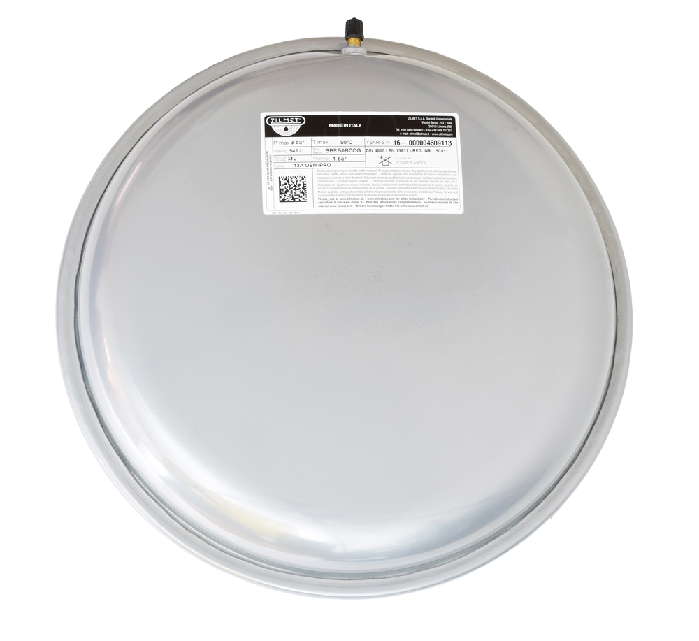 Vas de expansiune 12 litri Zilmet, diametru 324 mm, grosime 166 mm, racord 3/4", membrana fixa, 3 bar - Prompt Service