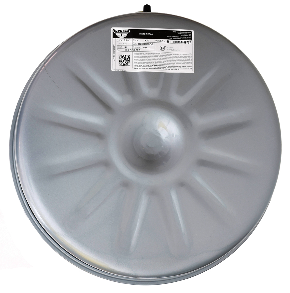 Vas de expansiune 14 litri Zilmet, diametru 387 mm, grosime 150 mm, racord 3/4", membrana fixa, 3 bar - Prompt Service