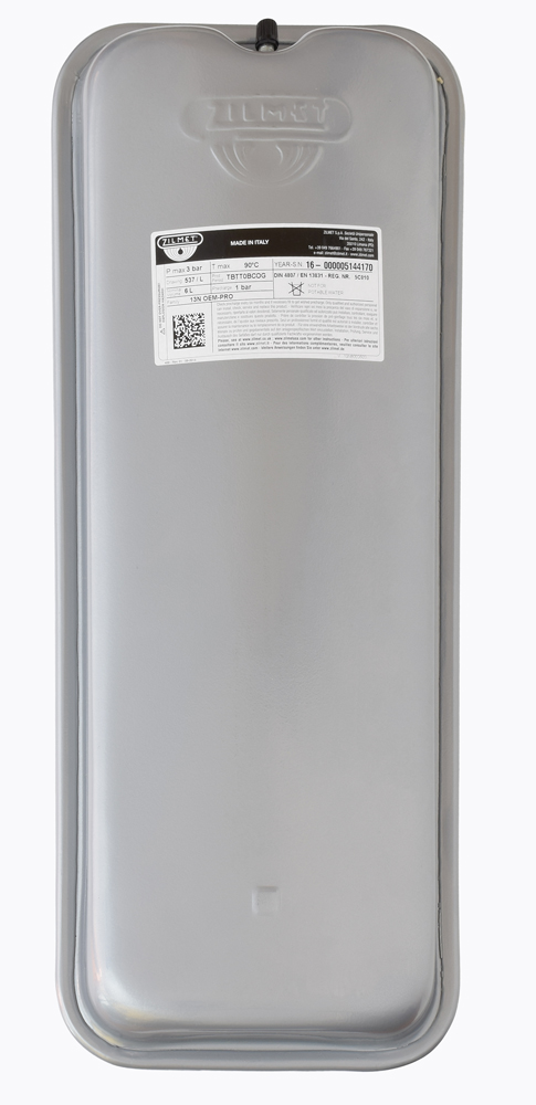 Vas de expansiune 6 litri Zilmet, dimensiuni 492x203 mm, H105 mm, racord 3/4", membrana fixa, 3 bar - Prompt Service