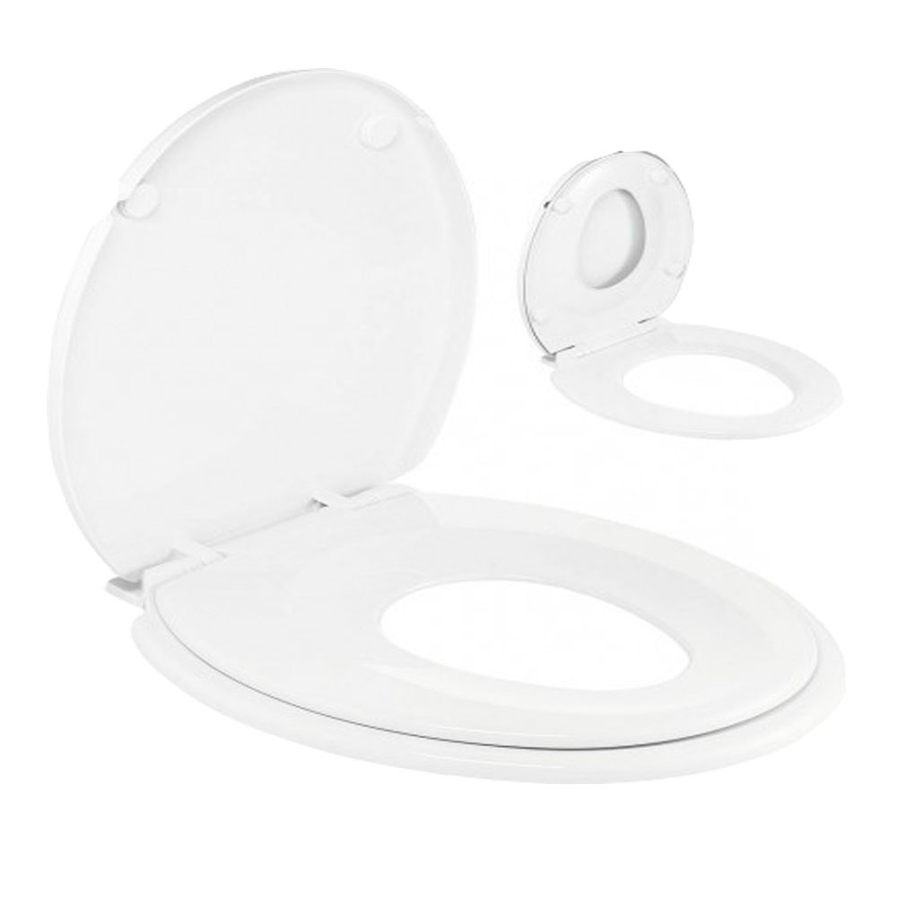 Capac WC din polipropilena, cu adaptor pentru copii, inchidere lenta, 385 x 440 mm, Wirquin Family, 20719572 - Prompt Service