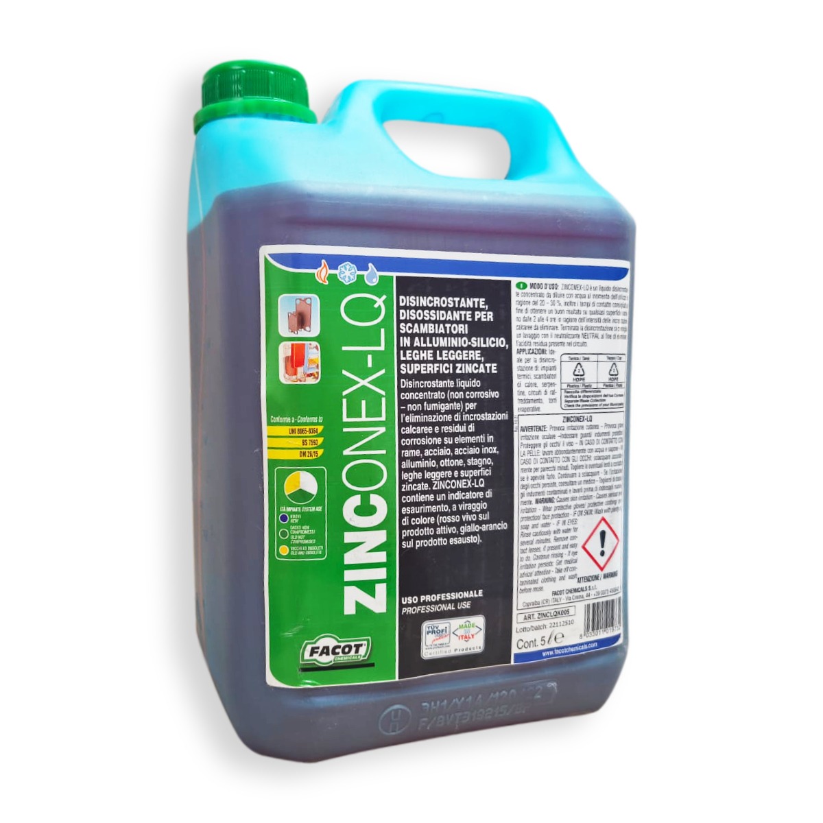 Solutie anticoroziva pentru curatat schimbatoare caldura si instalatii sanitare Facot ZINCONEX-LQ, 5 Litri - Prompt Service
