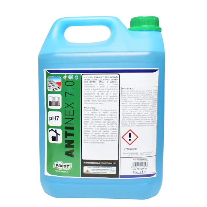 Solutie pentru curatat instalatie incalzire, radiatoare, pardoseala Facot ANTINEX 7.0, 5 Litri - Prompt Service