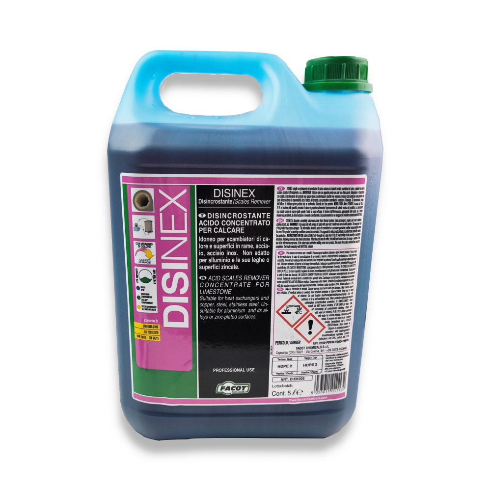 Solutie acida pentru curatat schimbatoare si instalatii de metal / cupru Facot Disinex 5 litri - Prompt Service