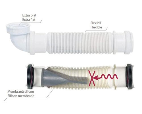 Sifon flexibil 1" 1/2, D40, Wirquin Senzo, 30950099 - imagine 2
