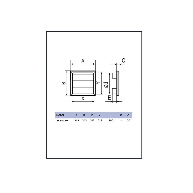 Grila gravitationala Venteurope 2424K20F GRAY, gri, ABS