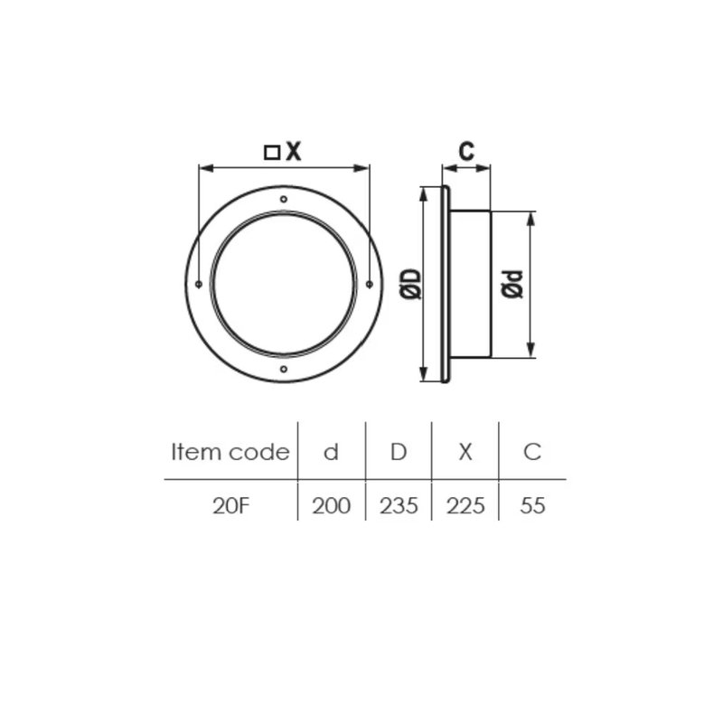 Flansa PVC Venteurope 20F, D200