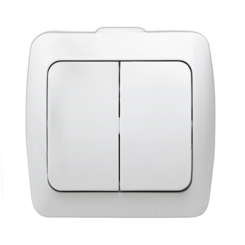 Intrerupator dublu aplicat Elbi Zirve 10A, EL0000448, alb - imagine principală