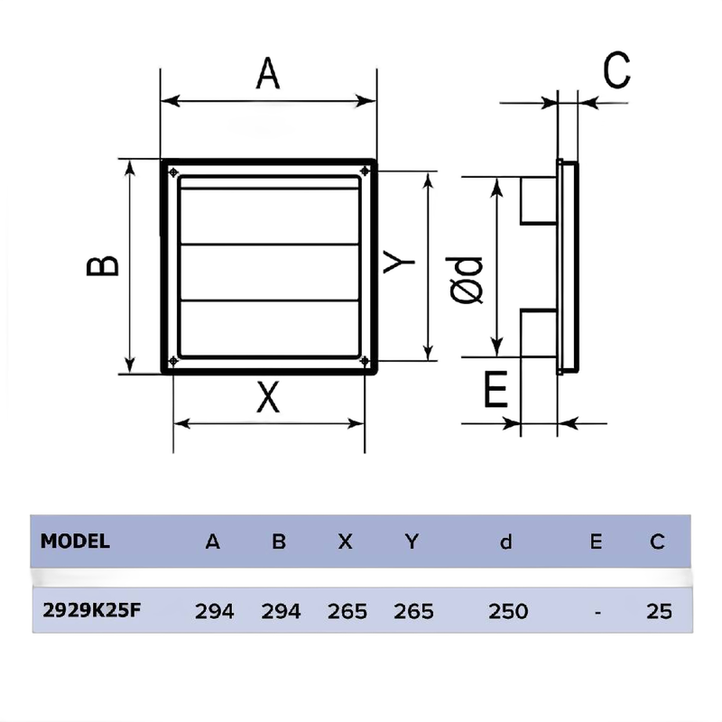 Grila gravitationala Venteurope 2929K25F GRAY, gri, ABS,