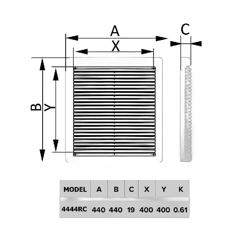 Grila transfer Venteurope 4444RC, dreptunghiulara, ABS