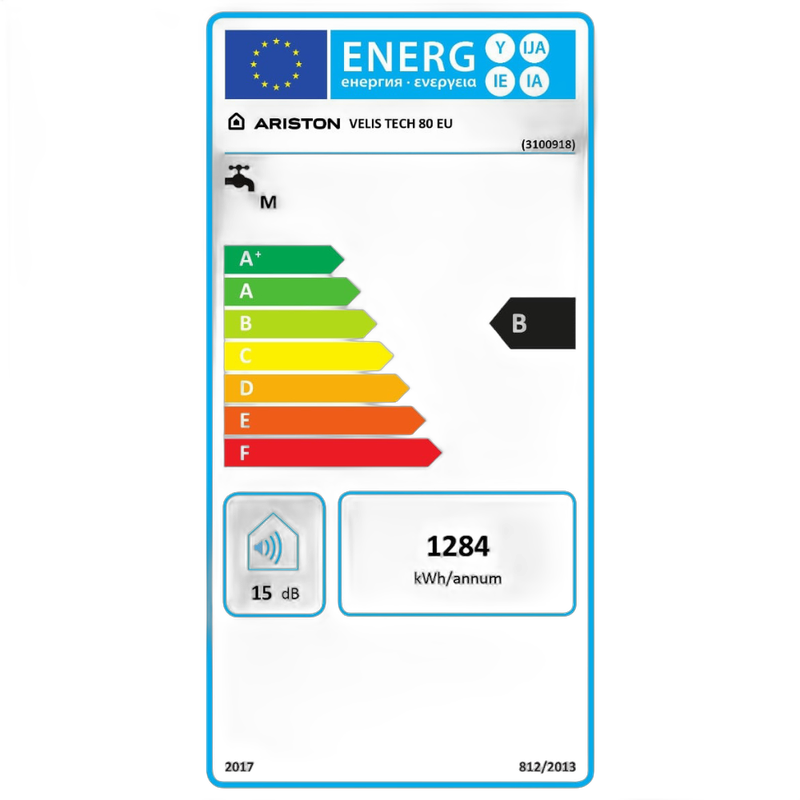 Boiler electric Ariston Velis Tech 80 EU, 80 litri - clasa energetica