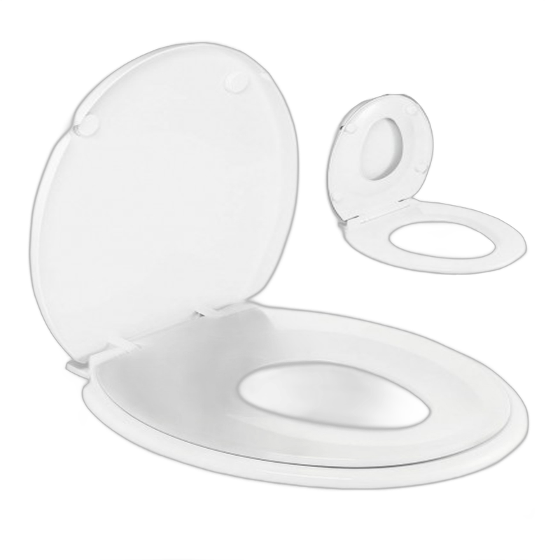 Capac WC din polipropilena, cu adaptor pentru copii, inchidere lenta, 385 x 440 mm, Wirquin Family - imagine principală