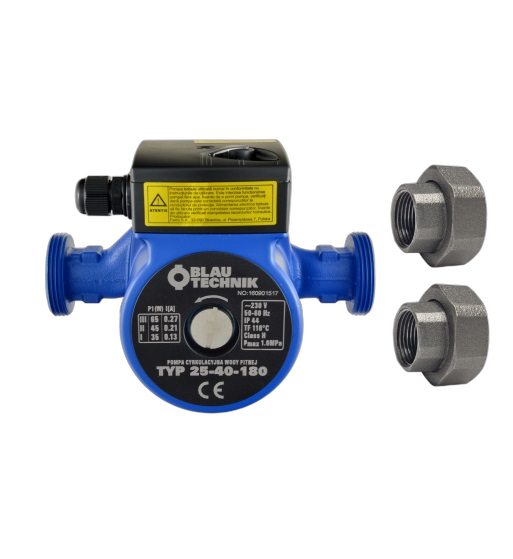 Pompa de circulatie apa potabila Blautechnik  25-60-180, racorduri incluse, inaltime maxima pompare 6 m - imagine principală
