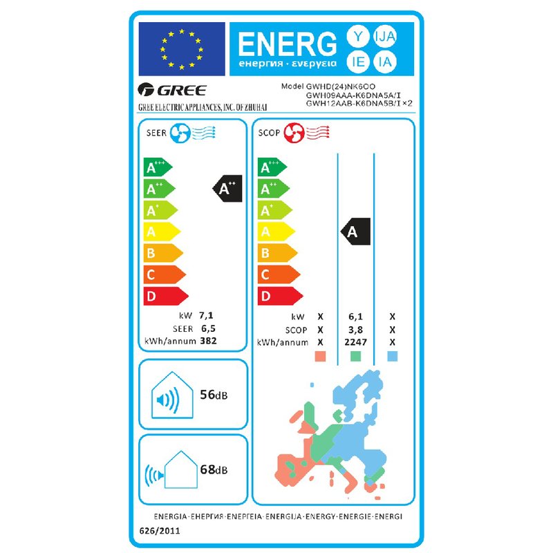 Unitate externa aer conditionat pentru sisteme multisplit Gree Free Match GWHD24NK6OO(LC)(LH), 24000 BTU, maxim 3 unitati interne
