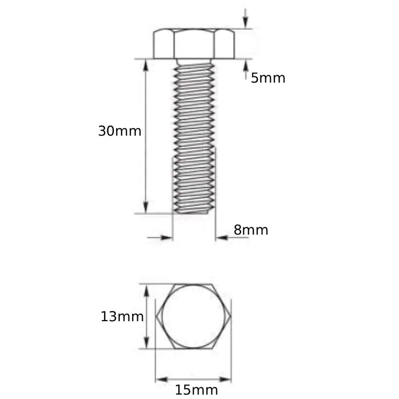 Pachet surtub cu filet Chavesbao DIN 933 cap hexagonal M08x030 (cutie de 200 buc) 4