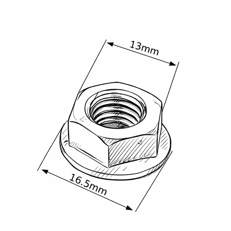 Pachet piulita hexagonala cu flansa autoblocabila Chavesbao DIN 6923.8 Zn M8 (cutie de 500 bucati) - schita1